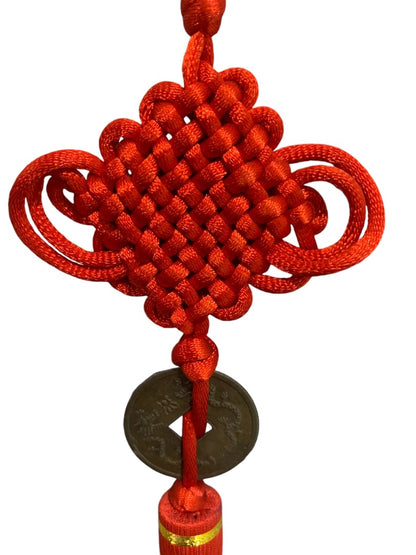 15 Inch Feng Shui Coin Red Chinese Knot for Wealth and Prosperity