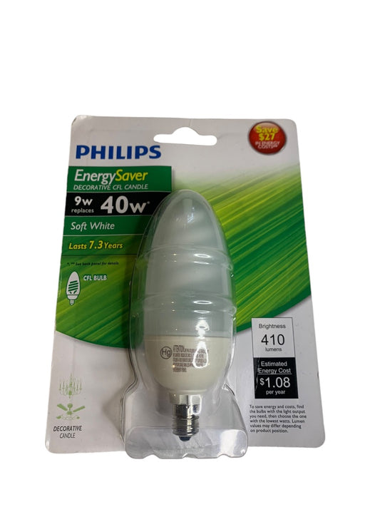 Philips Energy Saver Bulb 9w Soft White E12 Candelabra Decorative  New