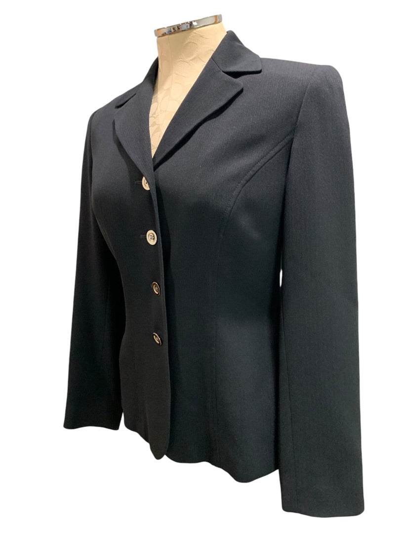 Size 6 Kasper for ASL Womens Suit Jacket Black Silvertone Buttons Blazer