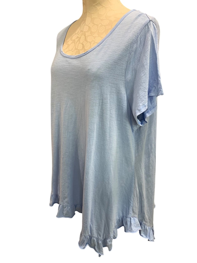 1X Cupio Woman Light Blue Swing Tshirt Ruffle Hem