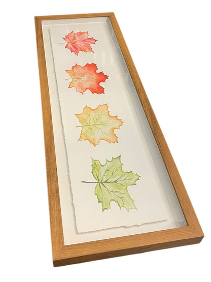 Fall Leaves Green Yellow Red Orange Wall Framed Wall Hanging Art