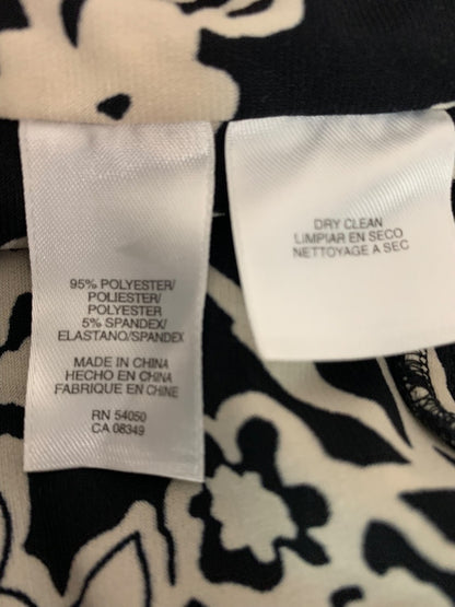 Size 12 Jones Wear Dress Black Ivory Print Pullover Stretch A-Line Midi