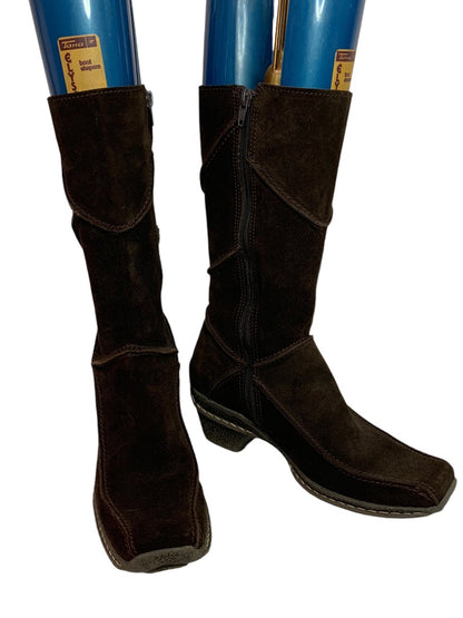 Size 39 (Size 8) Elle Womens Brown Boots Pieced Suede