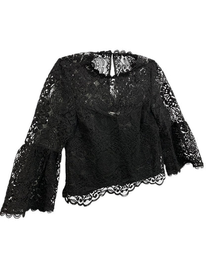 XS BB Dakota Womens Black Lace Shirt Lined Bodice Blouse
