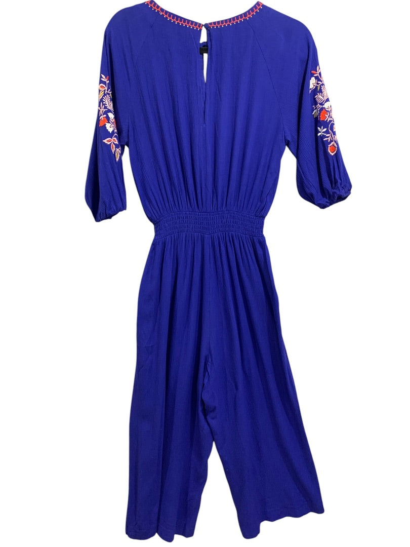 Size 6 Boden Womens Natalie Embroidered Boho Jumpsuit Royal Blue