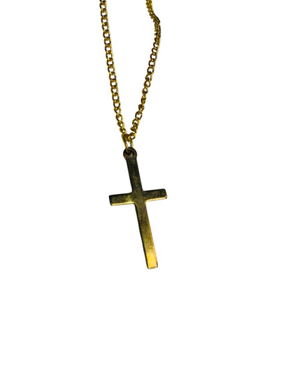 Goldtone Cross Pendant 21" Chain Necklace Spring Clasp