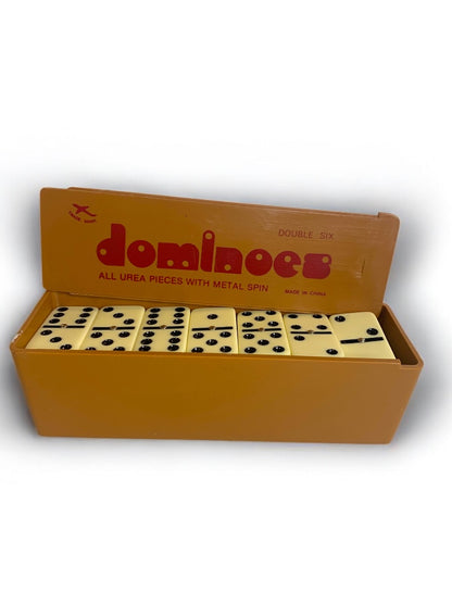 Box of 28 Dominoes Double Six All Urea with Metal Spin