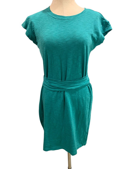 XS J.Crew Tie Waist Tshirt Dress Short Sleeve Green Style BI142