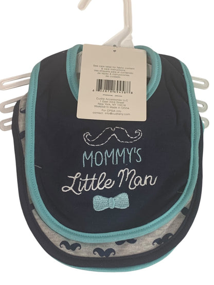 Buttons and Stitches 3 Pack Baby Boy Bibs Blue Turquoise New