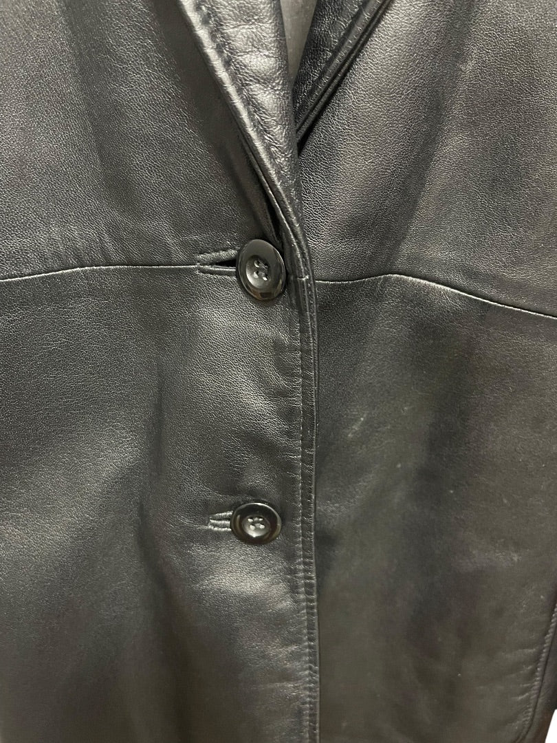 XL Wilsons Pelle Studio Womens 2 Button Soft Black Leather Jacket