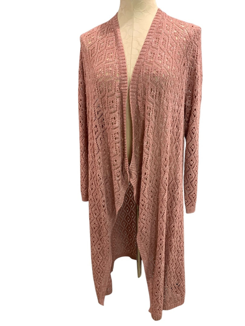 3X Torrid Womens Pink Pointelle Drape Cardigan Sweater