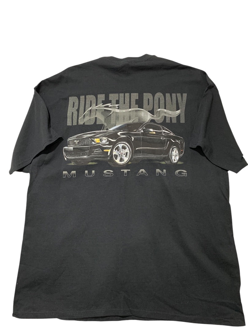 2XL Mustang Ride The Pony Tshirt Mens Black Short Sleeve