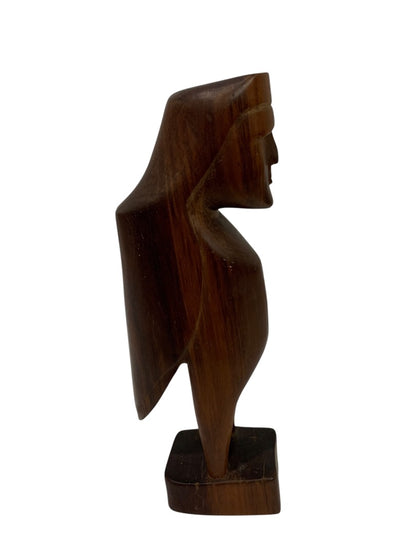 Carved Midcentury Teak Statue Figurine 8.6 Inches