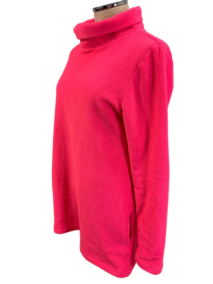 Large Dudley Stephens Womens Greenpoint Turtleneck in Vello Fleece Hot Pink Pockets