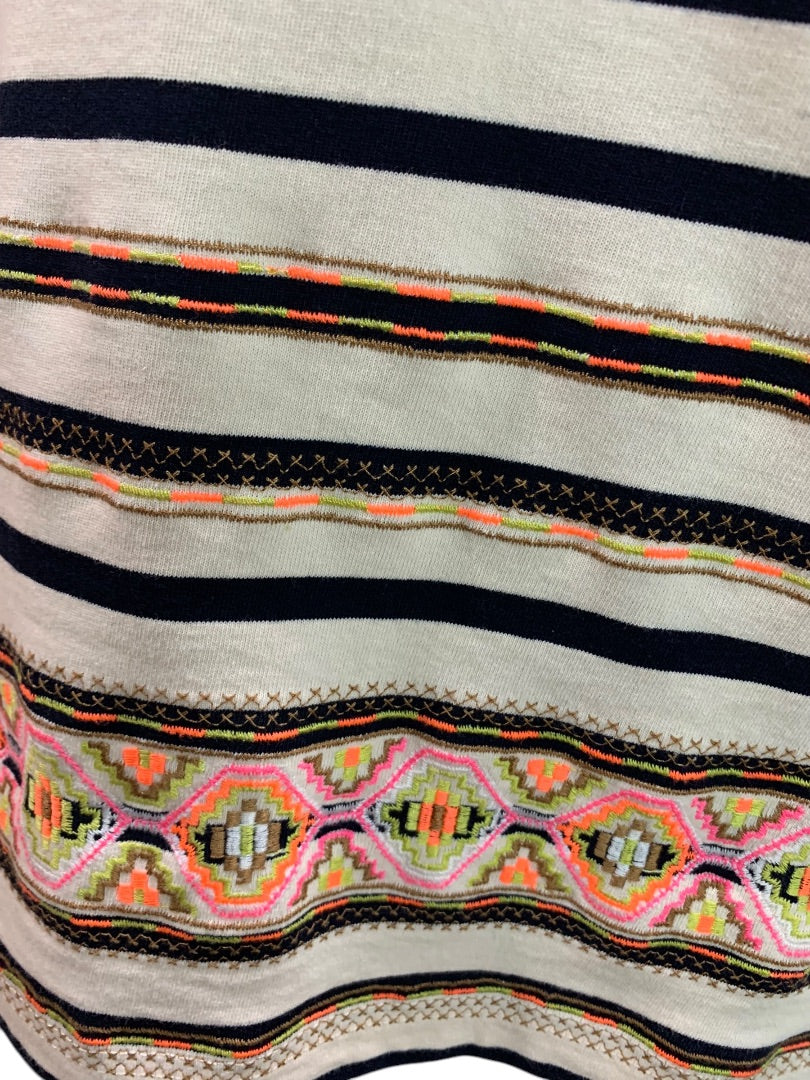 Medium J.Crew Womens Striped Aztec Shirt Pullover Short Sleeve Style 59784