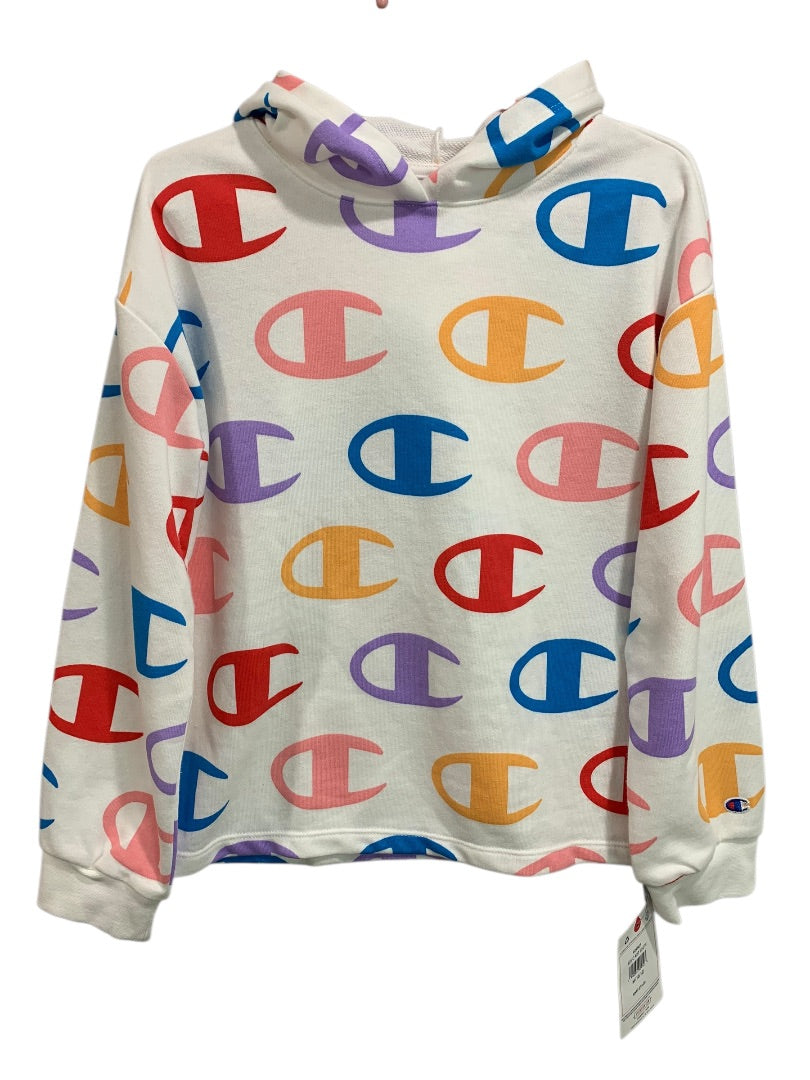 Medium (10/12) Champion Girls Big C White Pullover Hoodie Shirt