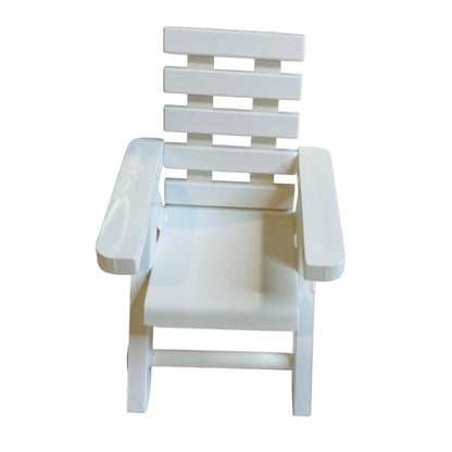 White Acrylic Chair Miniature Dollhouse Outdoor Patio 3 Inch 1:12 Scale