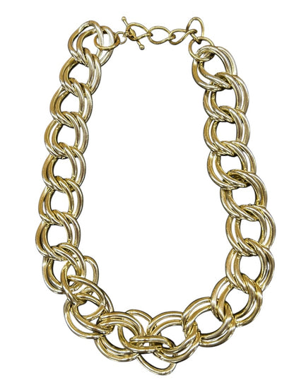 Goldtone Chunky Statement Chain Necklace 18-20 Inches Toggle Clasp