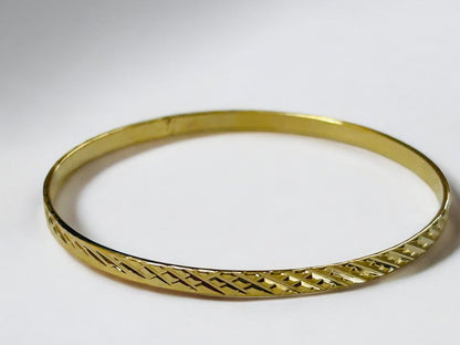 Goldtone Bangle Bracelet 2.6 Inch Inside Diameter Textured