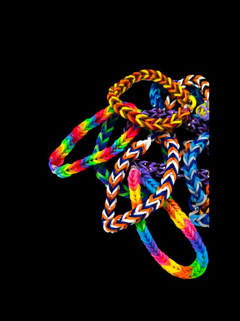 Set of 11 Rubberband Bracelets Rainbow Loom Assorted Sizes