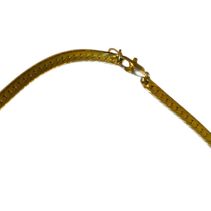 Vintage Goltone Herringbone 18 Inch Chain Necklace Lobster Clasp 5mm