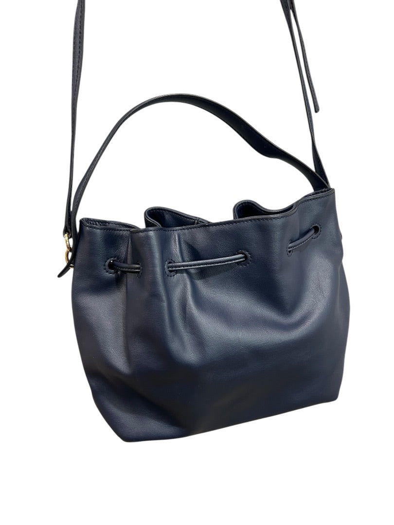 Talbots Blue Suede Drawstring Bucket Bag Purse Top Handle and Strap