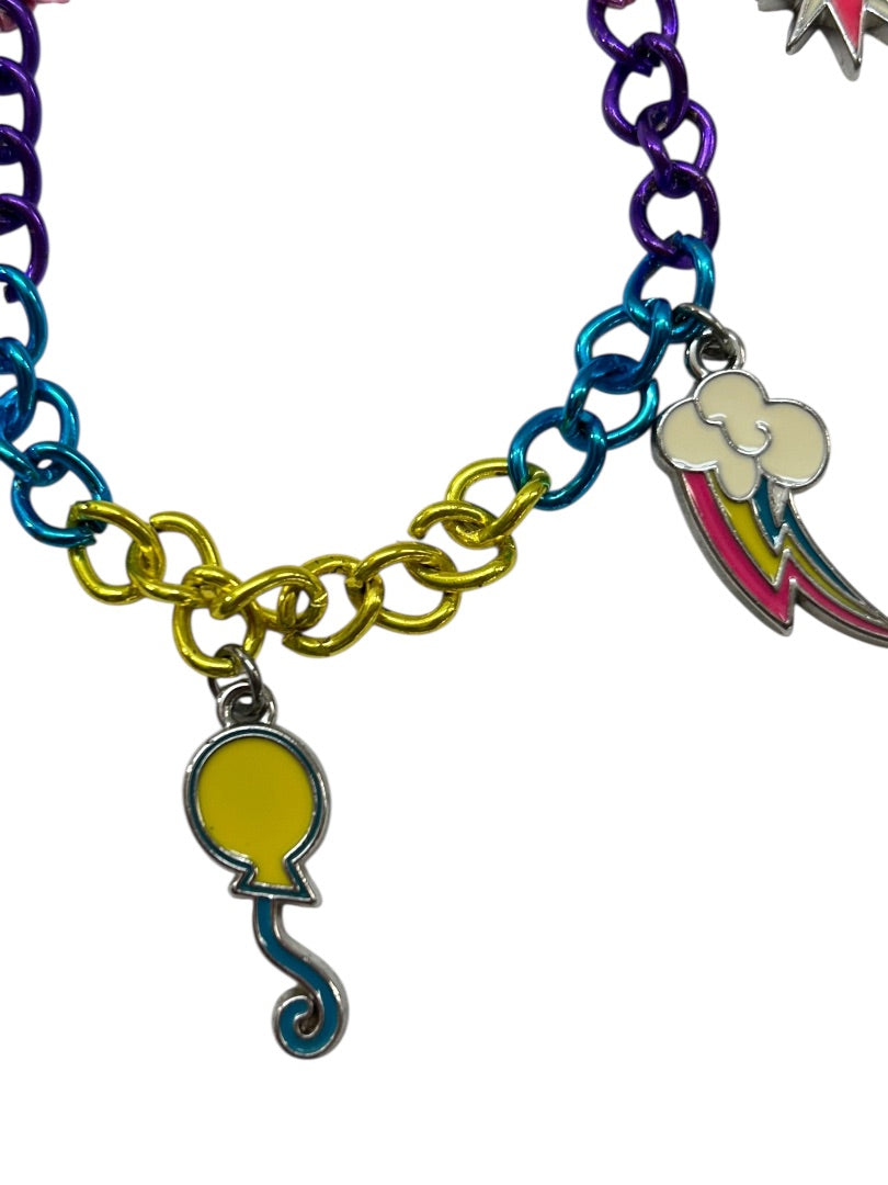 Multicolor Charm Bracelet 7.25 Inch Lobster Clasp Butterfly Cloud Star