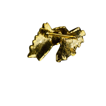 Goldtone Bow Brooch Pin Pleated 1" x 1.5" Costume Jewelry