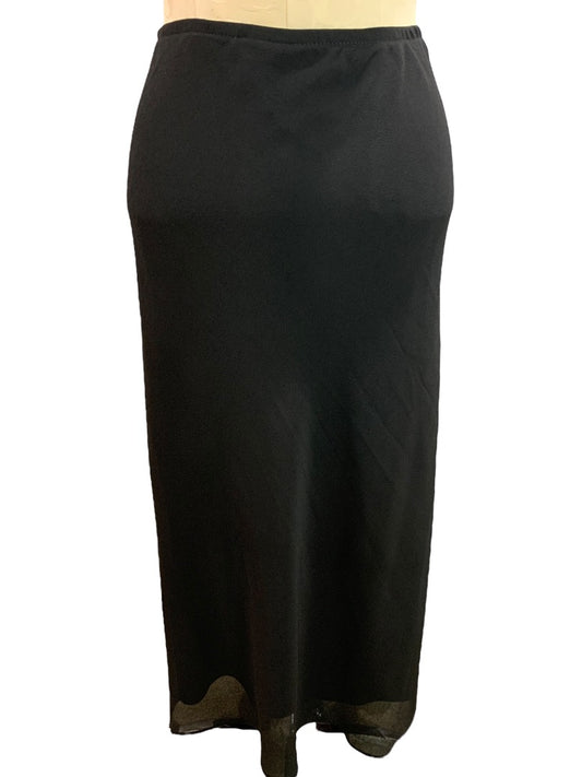 Size 20W MSK Women Black Lined Sheer Overlay Skirt 37" Length