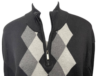 XXL Alfani Arglye 3/4 Zip Long Sleeve Men's Sweater Black & Gray