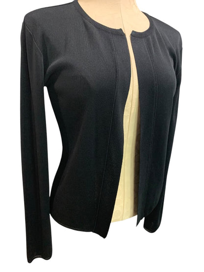 Small Asahi Kasei Womens Black Open Lightweight Cardigan Sweater Japan
