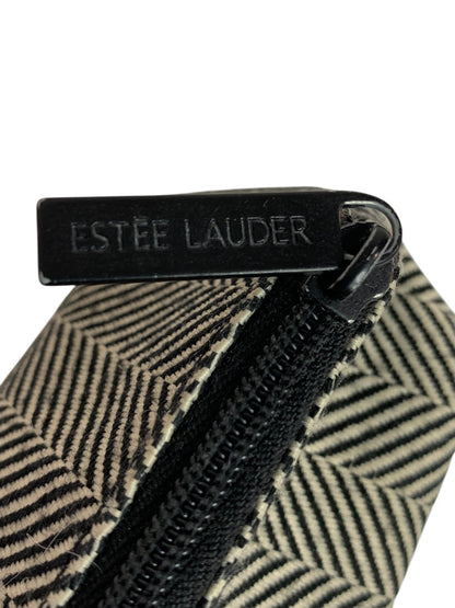 Estee Lauder Cosmetic Bag Travel Zip Pouch Black White Herringbone