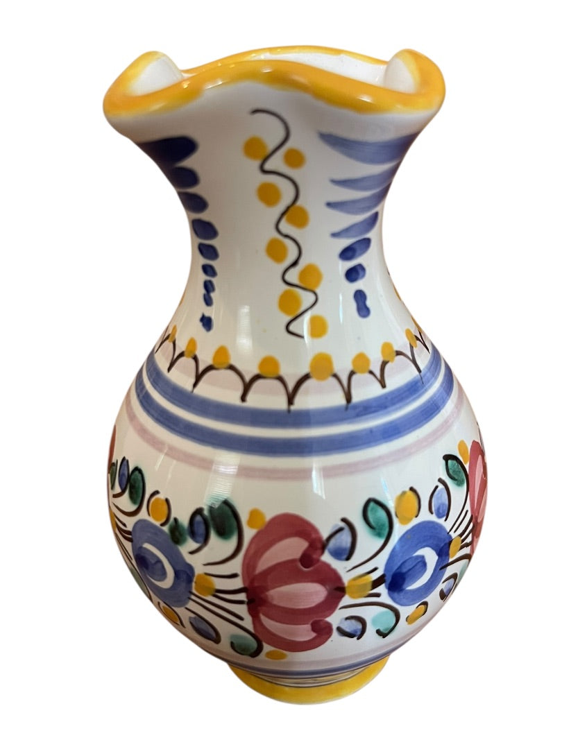 Modra Slov Ludova Majolika Handpainted Small 4" Floral Bud Vase C-104-02