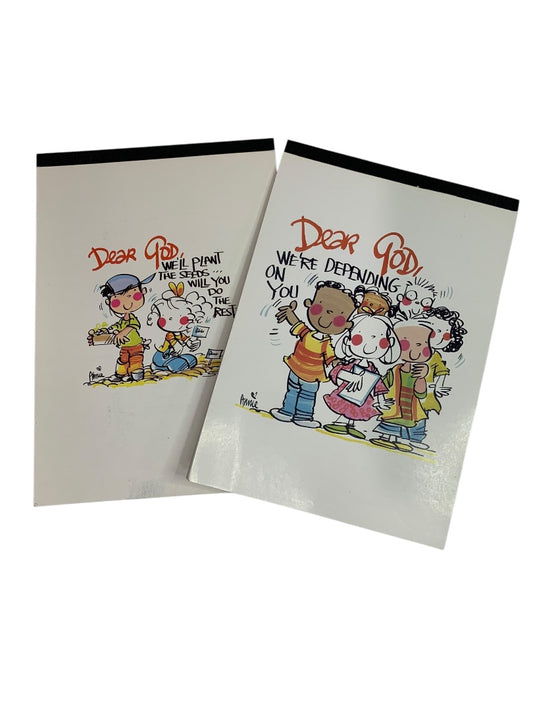 Set of 2 Vintage Lined Notepads "Dear God . . ."  5.5" x 8"