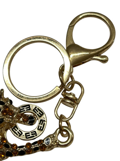Goldtone Effy Panther Keychain Keyring Bag Clip Rhinestones 5"