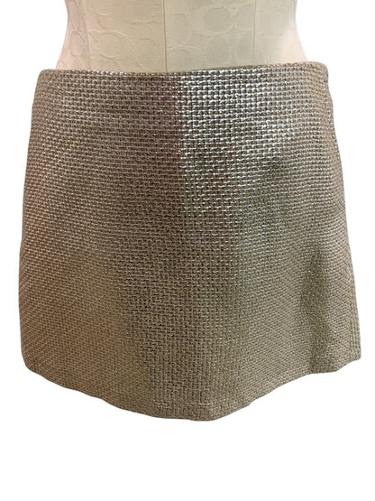 Size 8 TopShop Woven Metallic Mini Skirt Pockets Side Zip