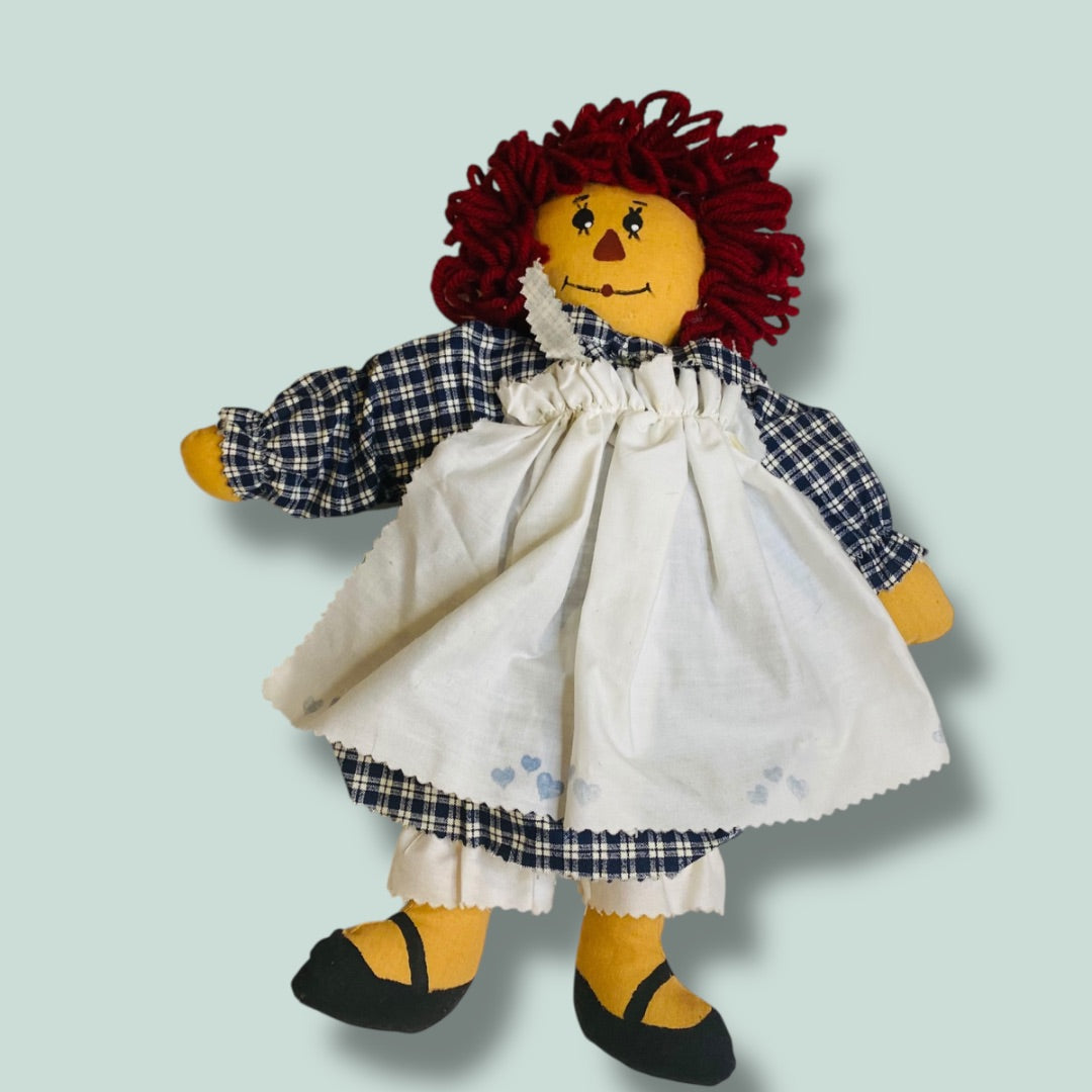 Vintage Handmade Raggedy Ann Rag Doll Painted Shoes Face 13 Inch