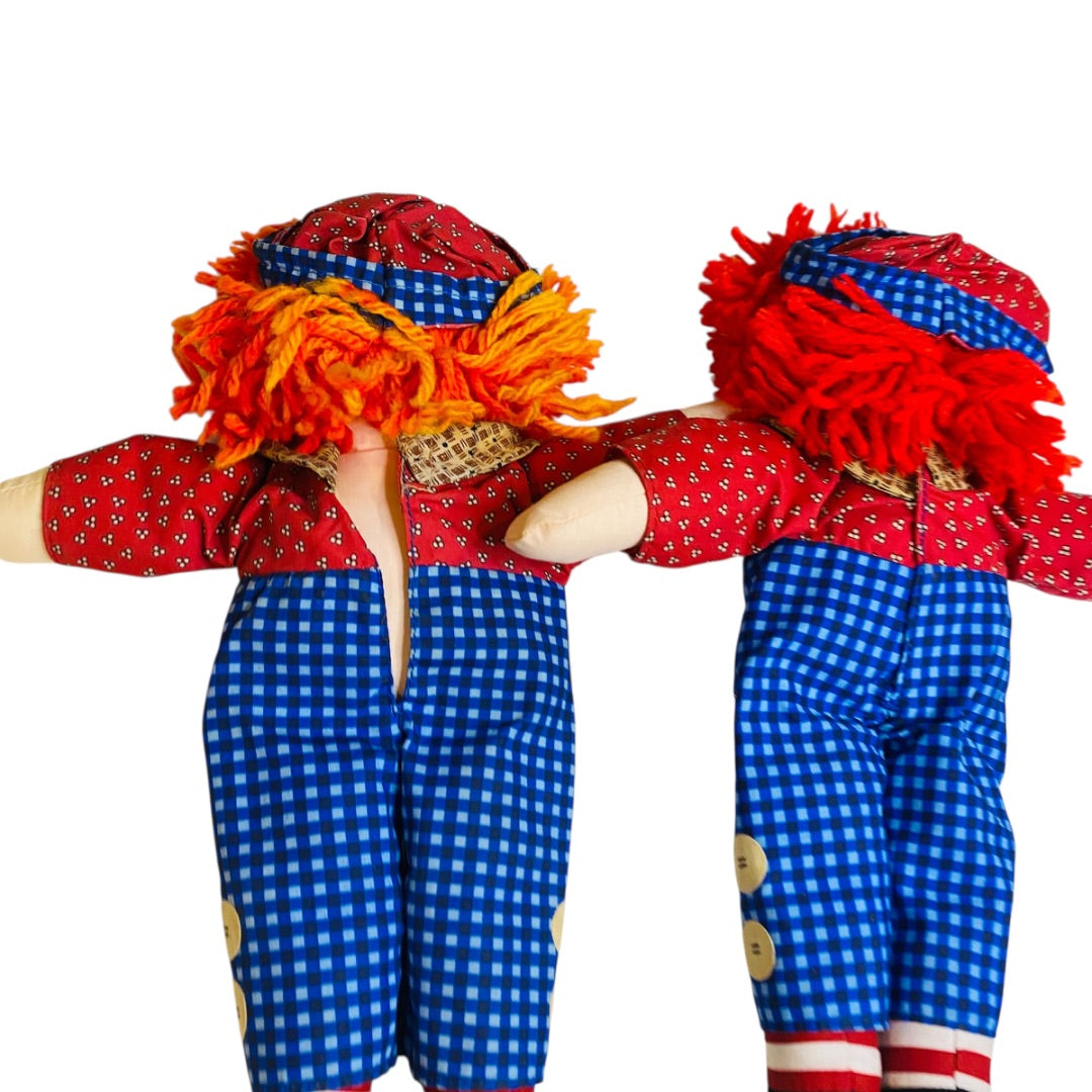 1996 Pair of Commemorative Raggedy Andy Rag Dolls Hasbro 12"