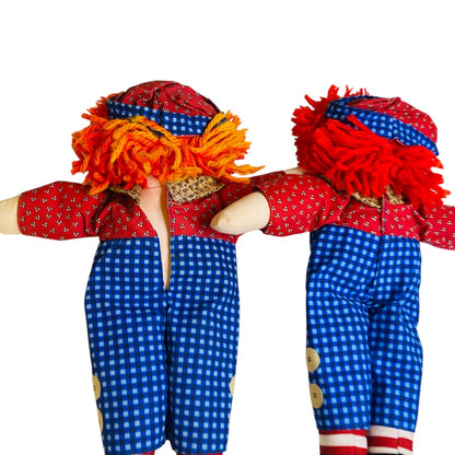 1996 Pair of Commemorative Raggedy Andy Rag Dolls Hasbro 12"