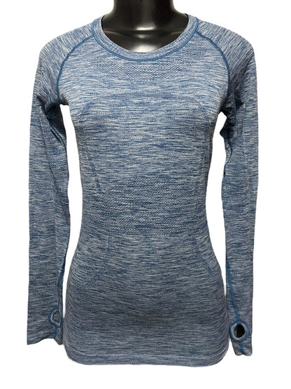 XS Lululemon Athletica Run Head Up Heart Out Womens Long Sleeve Top Blue