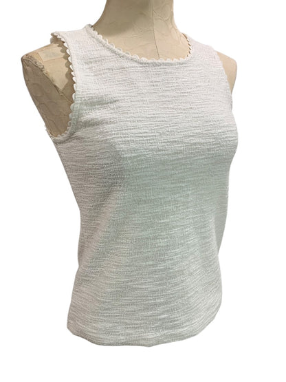 XS J.Crew Womens White Stretch Tweedy Sleeveless Shirt AJ095
