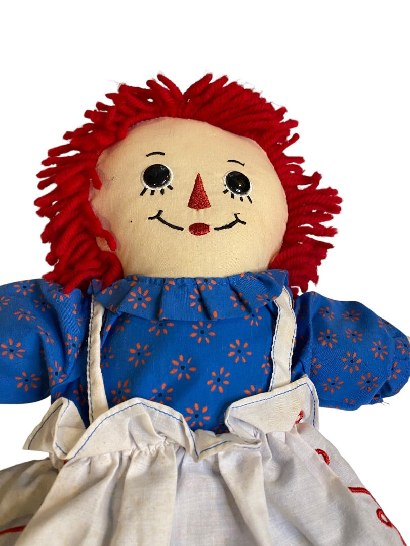 Vintage Raggedy Ann Rag Doll 18" Button Eye Embroidered Face