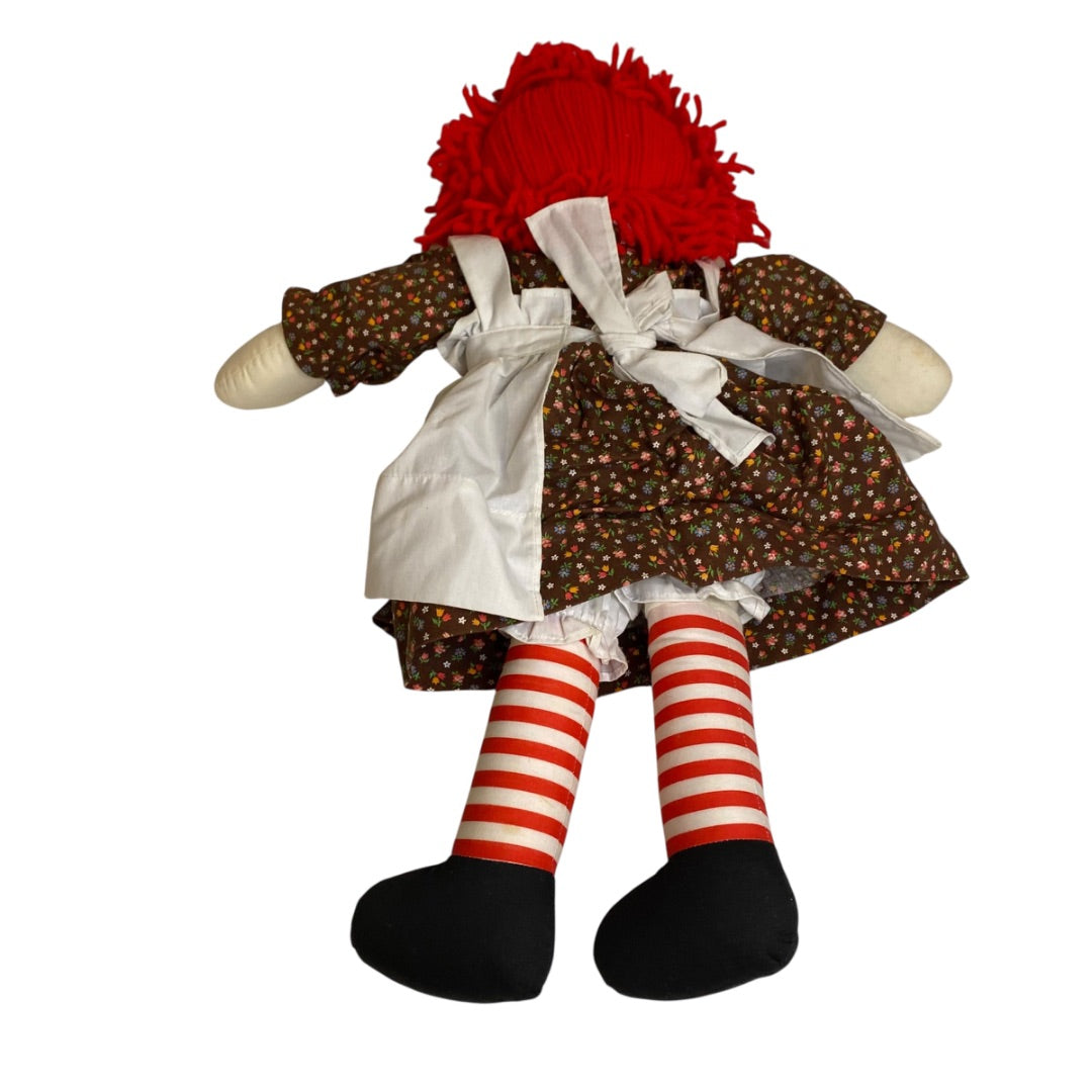Vintage Raggedy Ann Rag Doll Handmade  18" Embroidered Face