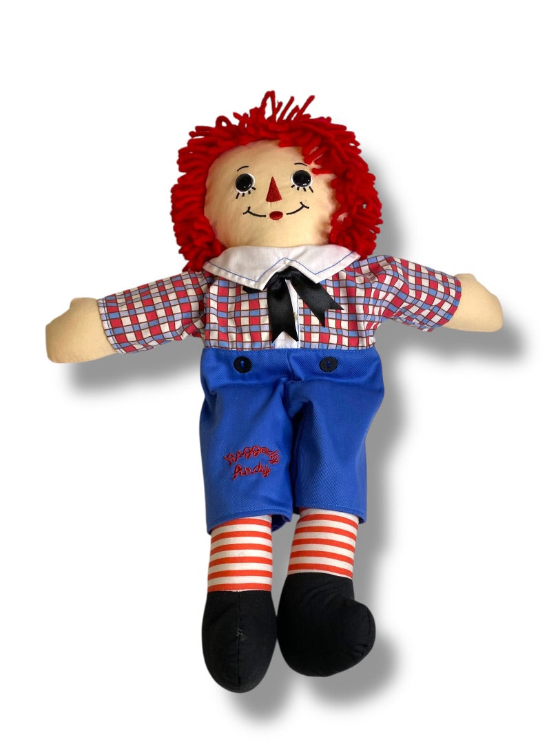 Vintage Raggedy Andy Rag Doll 17" Button Eyes Embroidered Face