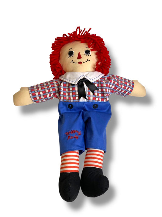 Vintage Raggedy Andy Rag Doll 17" Button Eyes Embroidered Face