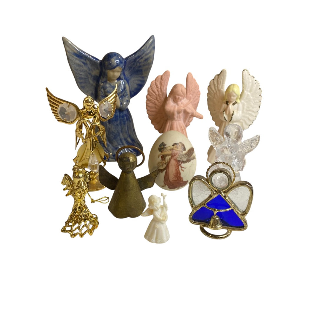 Lot of 10 Collectible Angel Figurines Tabletop Assorted 1.5"-5.5"
