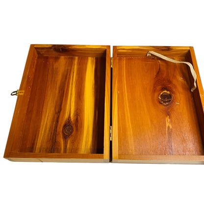 1950s Holy Bible in Hinged Cedar Box Revised Standard Nelson
