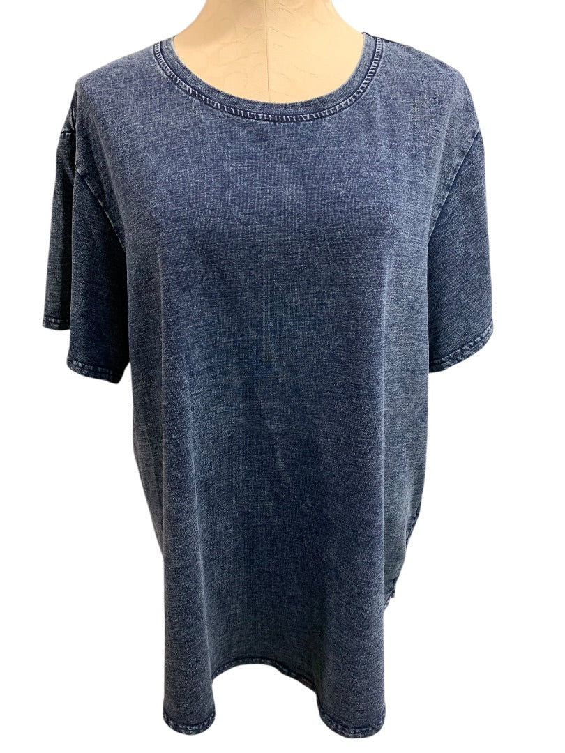 2X Jane & Delancey Womens Denim Look Tshirt Short Sleeve Blue