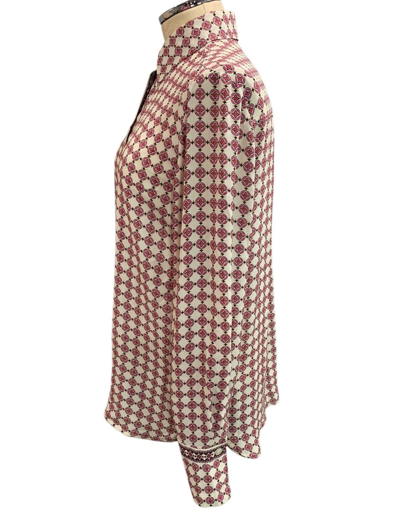 Small Max Studio Womens Button Up Print Blouse Shirt Long Sleeve