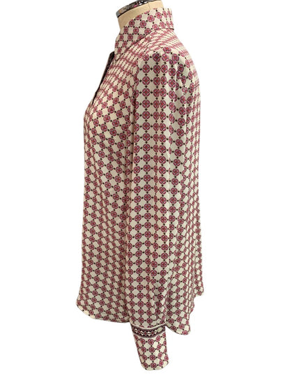 Small Max Studio Womens Button Up Print Blouse Shirt Long Sleeve